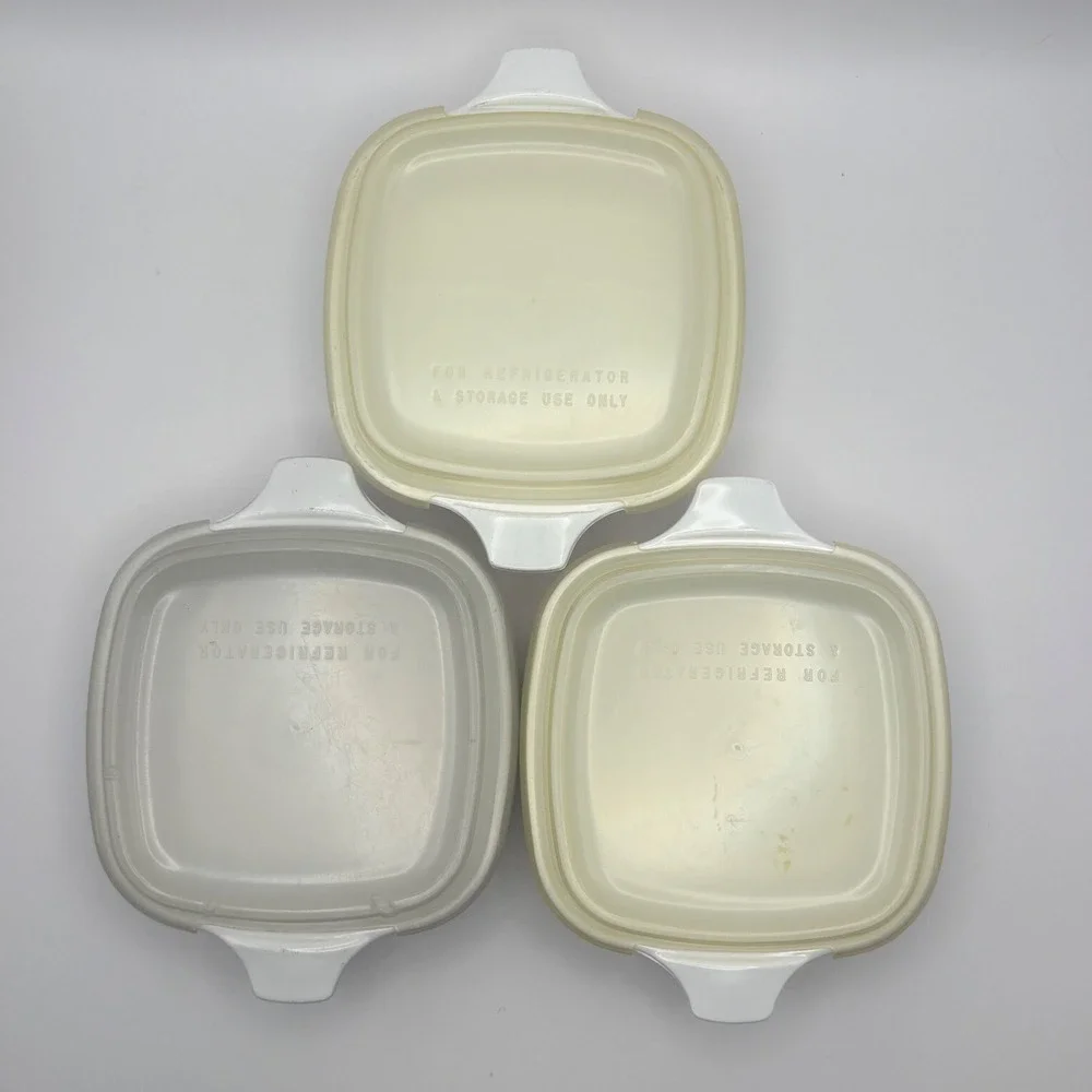 Vtg Corning Ware Blue Cornflower P-41 Petite Pan Casserole Set 3 W/ Lids‎ 1.75 C